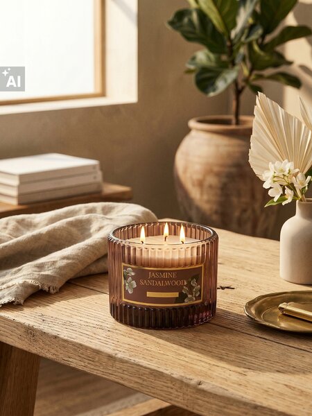 Sinsay - Illatos gyertya Jasmine Sandalwood - barna
