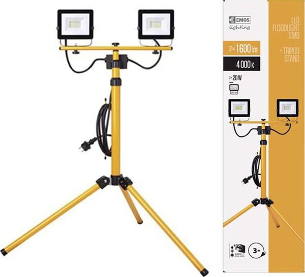 Emos Hobby Slim LED reflektor hordozható 2× 1600lm + háromlábú állvány IP65