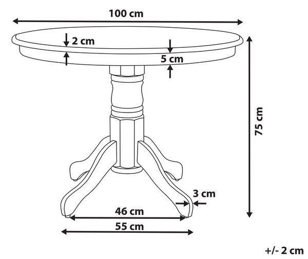 Étkezőasztal AKRON Fekete 100 cm 100 cm