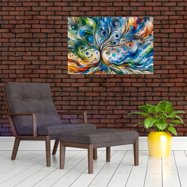 Kép – Színes energikus fa (90x60 cm)
