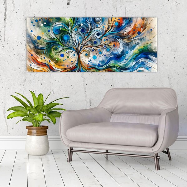 Kép – Színes energikus fa (120x50 cm)