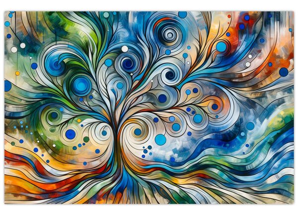 Kép – Színes energikus fa (90x60 cm)
