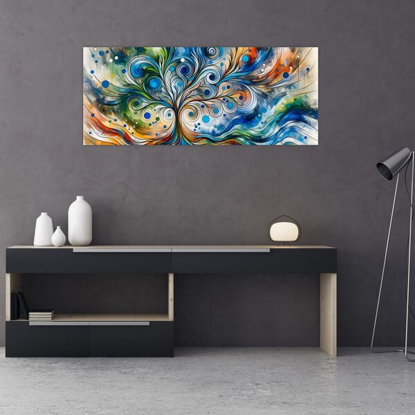 Kép – Színes energikus fa (120x50 cm)