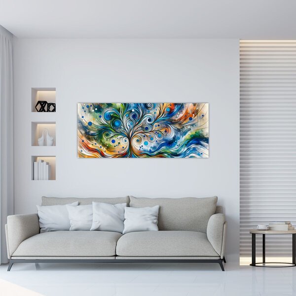 Kép – Színes energikus fa (120x50 cm)