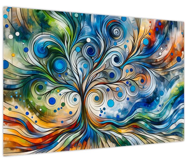 Kép – Színes energikus fa (90x60 cm)