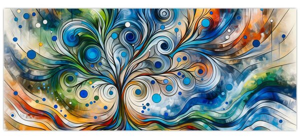 Kép – Színes energikus fa (120x50 cm)