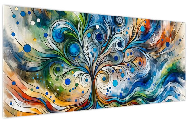 Kép – Színes energikus fa (120x50 cm)