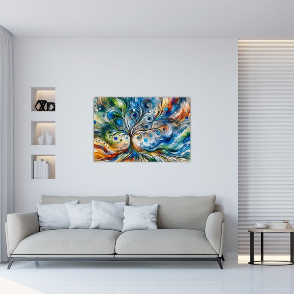 Kép – Színes energikus fa (90x60 cm)