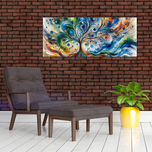 Kép – Színes energikus fa (120x50 cm)