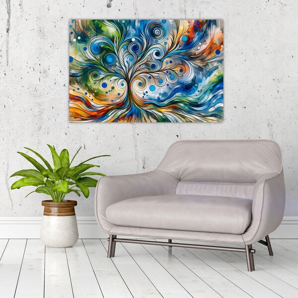 Kép – Színes energikus fa (90x60 cm)