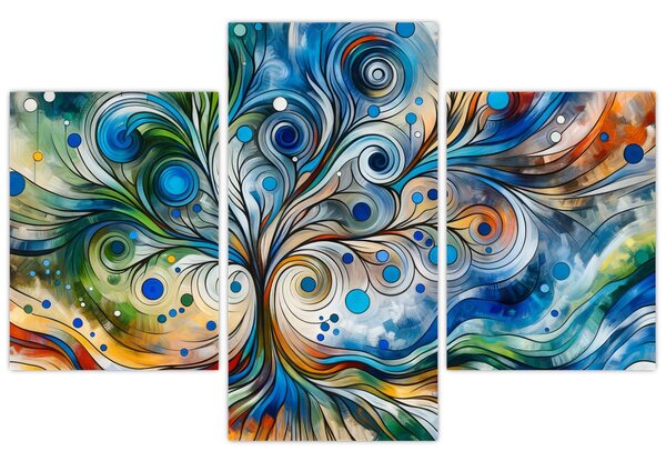 Kép – Színes energikus fa (90x60 cm)