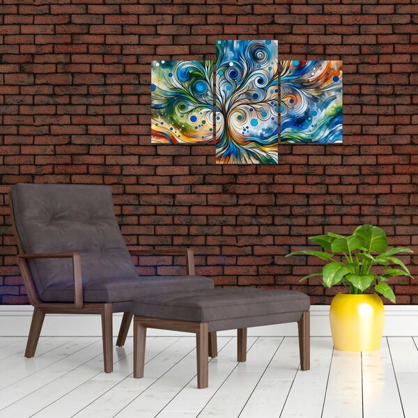 Kép – Színes energikus fa (90x60 cm)