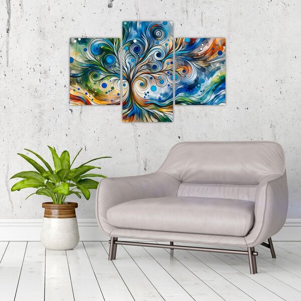 Kép – Színes energikus fa (90x60 cm)