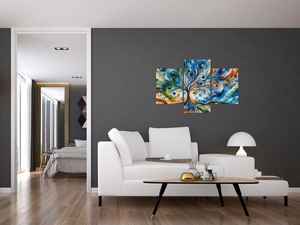 Kép – Színes energikus fa (90x60 cm)