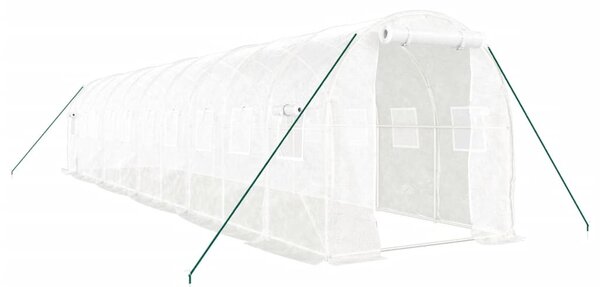 Fehér acélvázas melegház 20 m² 10 x 2 x 2 m