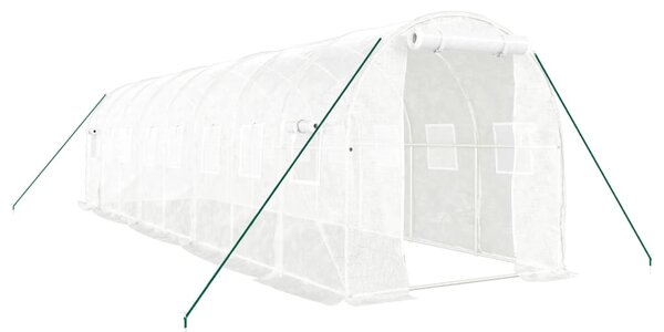 Fehér acélvázas melegház 16 m² 8 x 2 x 2 m