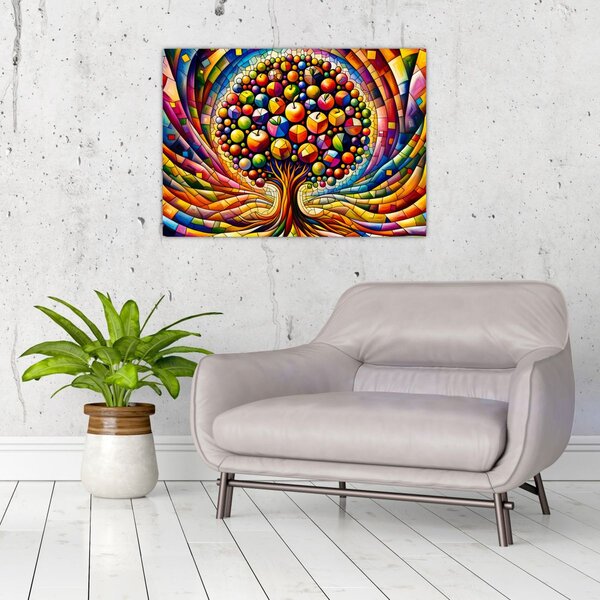 Kép – Színes fa almákkal (70x50 cm)
