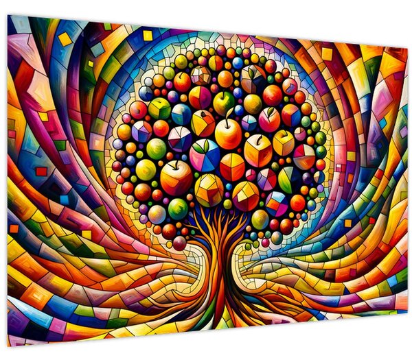Kép – Színes fa almákkal (90x60 cm)