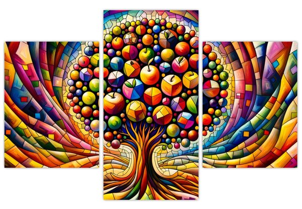 Kép – Színes fa almákkal (90x60 cm)