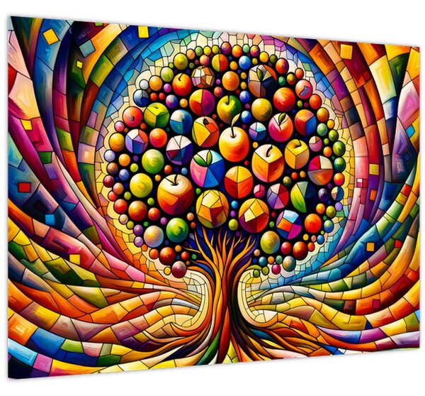 Kép – Színes fa almákkal (70x50 cm)