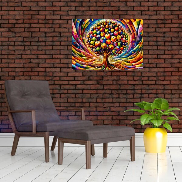 Kép – Színes fa almákkal (70x50 cm)