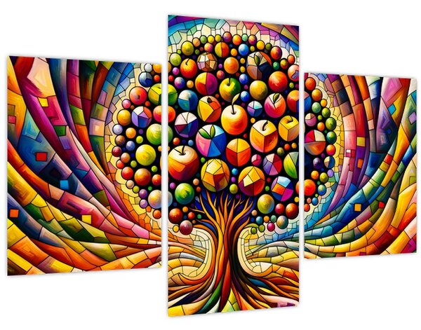 Kép – Színes fa almákkal (90x60 cm)