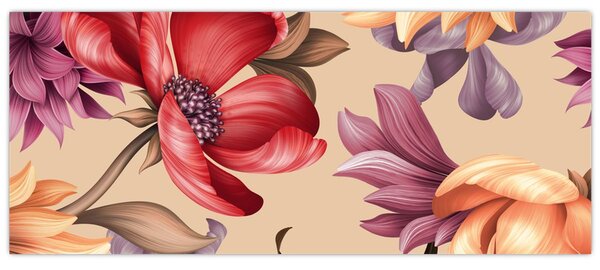 Kép - Vintage virágok (120x50 cm)