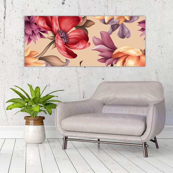 Kép - Vintage virágok (120x50 cm)