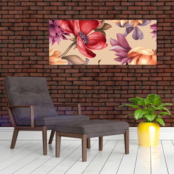Kép - Vintage virágok (120x50 cm)