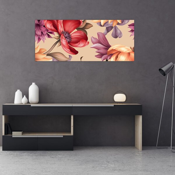 Kép - Vintage virágok (120x50 cm)