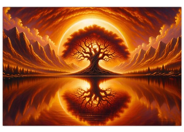 Kép – Fa a véres napban (90x60 cm)