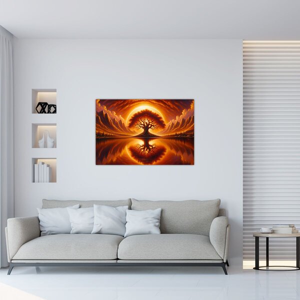 Kép – Fa a véres napban (90x60 cm)