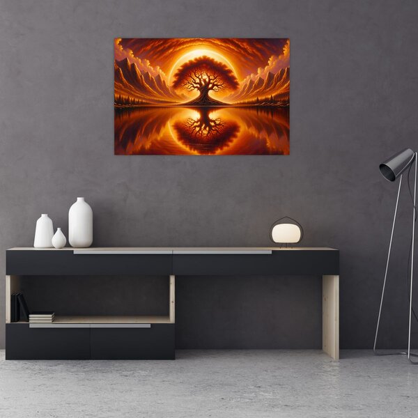 Kép – Fa a véres napban (90x60 cm)