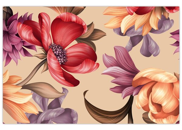 Kép - Vintage virágok (90x60 cm)
