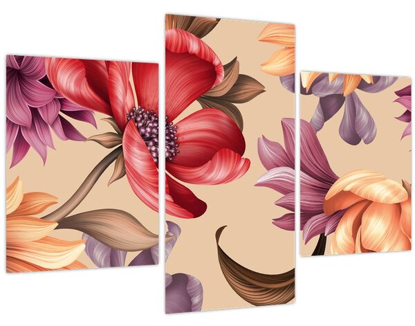 Kép - Vintage virágok (90x60 cm)