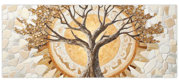 Kép – Arany életfa mozaikban (120x50 cm)