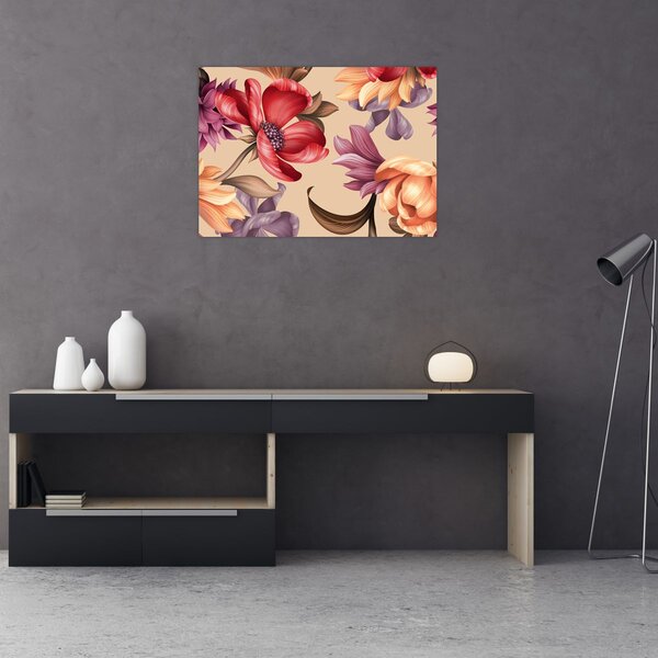 Kép - Vintage virágok (70x50 cm)