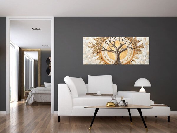 Kép – Arany életfa mozaikban (120x50 cm)