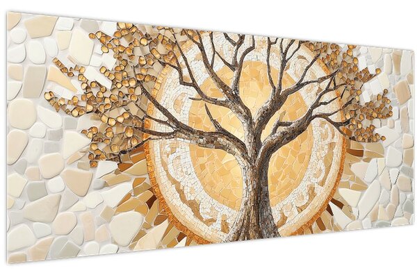 Kép – Arany életfa mozaikban (120x50 cm)