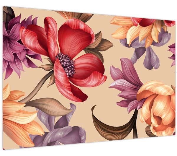 Kép - Vintage virágok (90x60 cm)