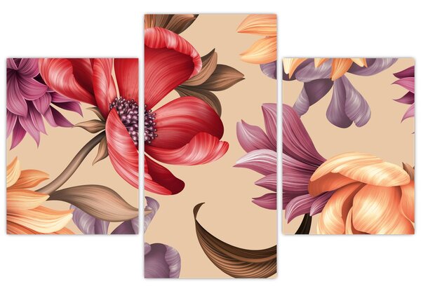 Kép - Vintage virágok (90x60 cm)