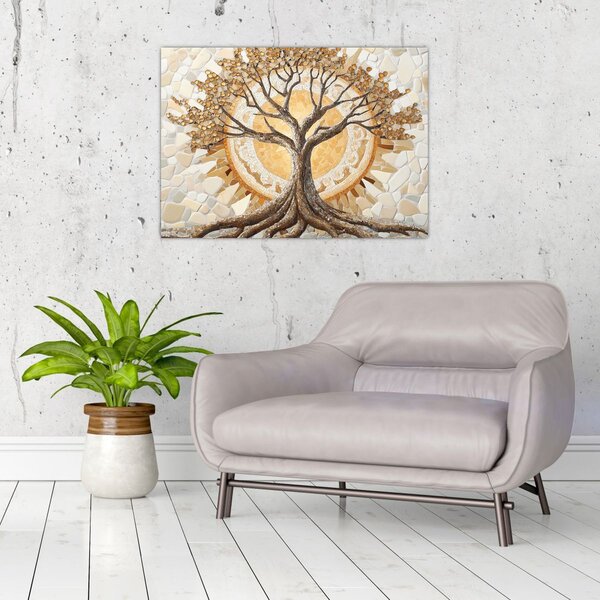 Kép – Arany életfa mozaikban (70x50 cm)