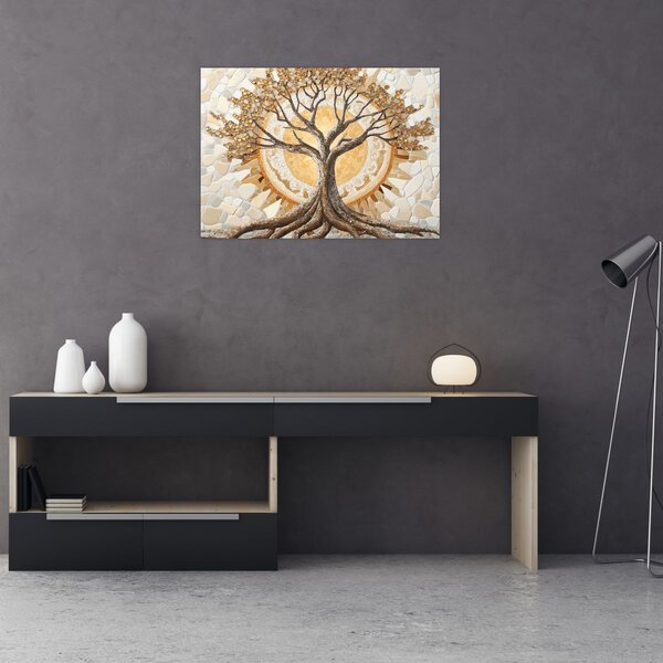 Kép – Arany életfa mozaikban (70x50 cm)