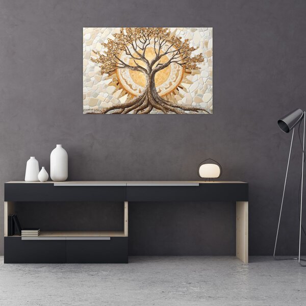 Kép – Arany életfa mozaikban (90x60 cm)