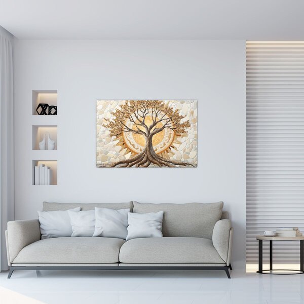 Kép – Arany életfa mozaikban (90x60 cm)