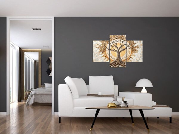 Kép – Arany életfa mozaikban (90x60 cm)