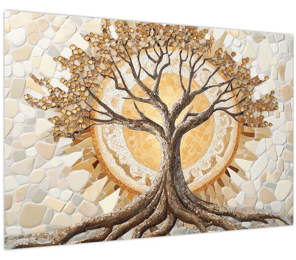 Kép – Arany életfa mozaikban (90x60 cm)