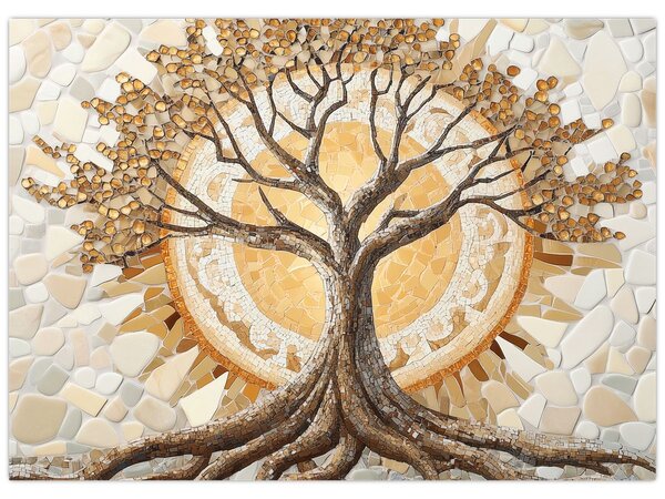 Kép – Arany életfa mozaikban (70x50 cm)