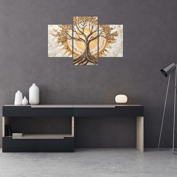 Kép – Arany életfa mozaikban (90x60 cm)