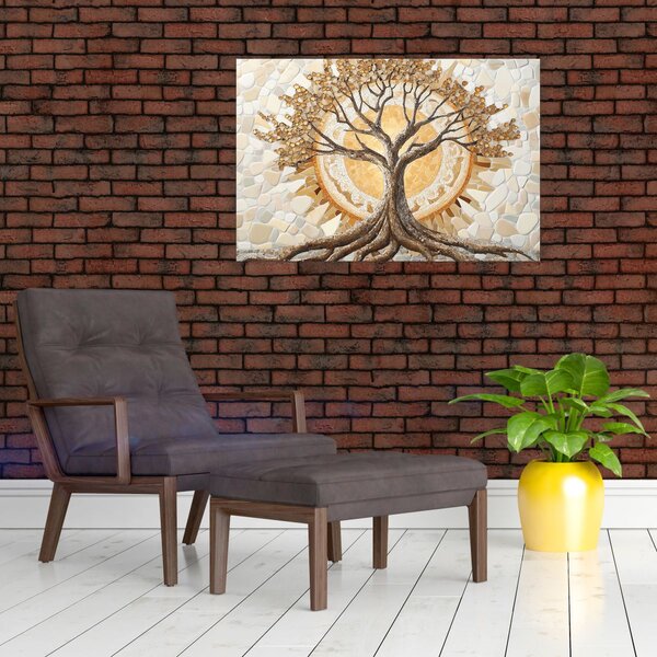Kép – Arany életfa mozaikban (90x60 cm)